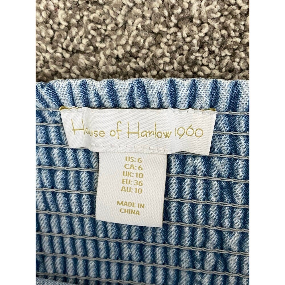 House of Harlow 1960 Denim Bralette Crop Top Light Wash Size 6 - Picture 5 of 6